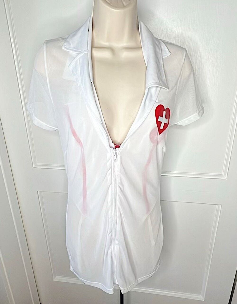 Dreamgirl Naughty Nurse Teddy Costume White One Size Halloween